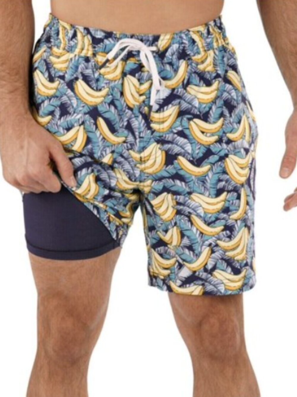 Mens Resort Premium Swim Trunks Board Shorts Swimwear Bananas X-Large UPF 50 Sun